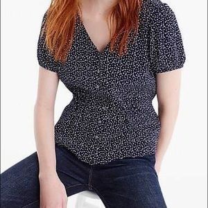 J.Crew star print peplum blouse in navy